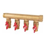 Sanitaire - distribution - collecteur 4 sorties - riquier - mf 3 / 4' - avec vanne m 1 / 2'