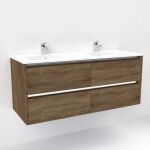 Sanitaire - meuble double vasque jupiter 3. 0 bois fonc 120cm - sans miroir