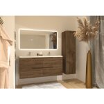 Sanitaire - meuble double vasque luna bois fonc� 120cm avec miroir reflet