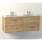 Meuble double - vasque neptune bois clair 120 cm - sans miroir Meuble double - vasque neptune bois clair 120 cm - sans miroir