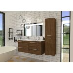 Sanitaire - meuble neptune h�ritage ch�ne 120cm - miroir antibu�e kathy