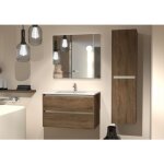 Sanitaire - meuble vasque jupiter 3. 0 bois fonc� 80cm avec miroir elegance