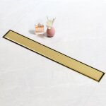 Sanitemodar - caniveau de douche doré 60cm, panneau 2 en 1, caniveau de douche siphonné avec appareil ... Sanitemodar - caniveau de douche doré 60cm, panneau 2 en 1, caniveau de douche siphonné avec appareil ...