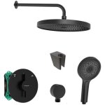 Sanitino - set de douche avec mitigeur et corps encastr� hansgrohe accessoires kielle, noir mat sani21hkk400 ...