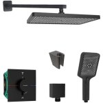 Hansgrohe - sanitino - set de douche avec thermostat et corps encastr� accessoires kielle, noir mat sani21hkk4 ...