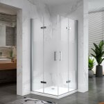 Saniverre - ata cabine de douche h 180 cm, 2 portes pliantes et pivotantes - verre semi - opaque 95 ...