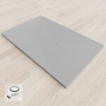 Saniverre - baya receveur de douche 100 x 140 cm gris extra - plat aspect pierre + bonde incluse