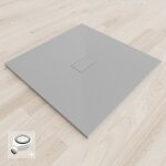 Saniverre - baya receveur de douche 100 x 100 cm gris extra - plat aspect pierre + bonde centrale incluse ...
