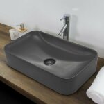 Saniverre - chienti vasque c�ramique rectangulaire � poser 60 x 35 cm gris mat