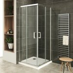 Saniverre - lana + porte de douche d'angle coulissante h 180 cm verre transparent 70 x 75 cm