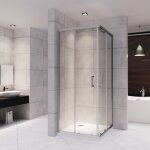 Saniverre - lana cabine de douche porte coulissante h 190 cm verre transparent 80 x 80 cm + receveur Saniverre - lana cabine de douche porte coulissante h 190 cm verre transparent 80 x 80 cm + receveur