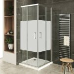 Saniverre - lana + porte de douche d'angle coulissante h 180 cm verre centre - opaque 90 x 90 cm + receveur ... Saniverre - lana + porte de douche d'angle coulissante h 180 cm verre centre - opaque 90 x 90 cm + receveur ...