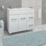 Saniverre ? meuble salle de bain sur pieds avec vasque simple 100 cm ? mdf blanc brillant ? 4 pieds abs ...