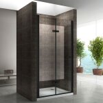 Saniverre - monablack porte de douche pliante h 195 cm noir largeur rglable de 80  84 cm verre transparent ...
