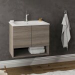 Saniverre - oslo meuble avec simple vasque encastr�e - ch�ne fum� largeur 60 cm