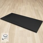 Saniverre - polar receveur de douche noir extra - plat antidrapant effet pierre 80 x 140 cm + bonde