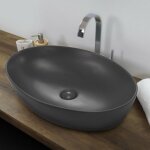 Saniverre - ravello vasque c�ramique ovale � poser 61 x 41 cm gris mat