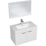 Saniverre - rubite meuble salle de bain simple vasque 2 portes blanc largeur 80 cm + miroir cadre