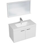 Saniverre - rubite meuble salle de bain simple vasque 2 portes blanc largeur 90 cm + miroir cadre Saniverre - rubite meuble salle de bain simple vasque 2 portes blanc largeur 90 cm + miroir cadre