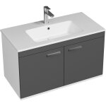 Saniverre - rubite meuble salle de bain simple vasque 2 portes gris anthracite largeur 90 cm Saniverre - rubite meuble salle de bain simple vasque 2 portes gris anthracite largeur 90 cm
