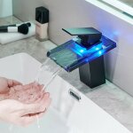 Saniverre - soleo robinet mitigeur design bec cascade � led lumineuses chrome noir