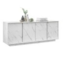 Les tendances - buffet 4 portes - marbre blanc - l 180 x p 43 x h 70 cm - marmo
