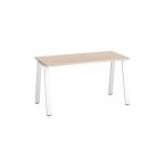 Sans marque - bureau droit individuel chne clair 140 x 60 cm, pitement mtal blanc - arch - maxiburo ...