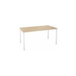 Sans marque - bureau droit plateau chêne l 160 x p 80 cm, piétement métal couleur blanc - practica - ... Sans marque - bureau droit plateau chêne l 160 x p 80 cm, piétement métal couleur blanc - practica - ...