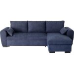 Sans marque - canapé d'angle convertible réversible soro - méridienne avec coffre - tissu bleu - l 240 ... Sans marque - canapé d'angle convertible réversible soro - méridienne avec coffre - tissu bleu - l 240 ...
