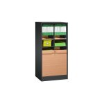 Sans marque - classeur à rideau bois double anthracite - hêtre - maxiburo Sans marque - classeur à rideau bois double anthracite - hêtre - maxiburo