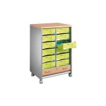 Sans marque - desserte mobile aluminium - rideaux htre - 12 tiroirs anis - maxiburo