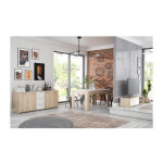 Pilvi ensemble sejour meuble tv + enfilade + table a manger - decor chene sonoma et blanc mat Pilvi ensemble sejour meuble tv + enfilade + table a manger - decor chene sonoma et blanc mat