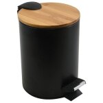 Spirella ? poubelle de salle de bain 3l ? acier et bambou ? couvercle � fermeture douce ? rev�tement ...