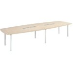 Sans marque - table modulable frgate 14 personnes peuplier pitement blanc - maxiburo