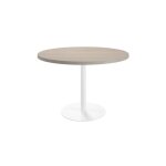 Sans marque - table de réunion ronde chêne gris ø 120 cm - piétement blanc - arch - maxiburo Sans marque - table de réunion ronde chêne gris ø 120 cm - piétement blanc - arch - maxiburo