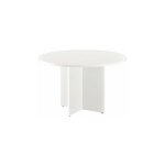 Sans marque - table ronde 120 cm plateau blanc pieds croix blanc essens - maxiburo