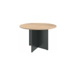 Sans marque - table ronde 120 cm plateau ch�ne clair pieds croix anthracite essens - maxiburo