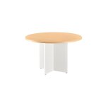 Sans marque - table ronde 120 cm plateau htre pieds croix blanc essens - maxiburo