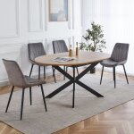 Mobilier deco - santos - table à manger ronde extensible couleur chêne Mobilier deco - santos - table à manger ronde extensible couleur chêne