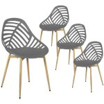 Saori - lot de 4 chaises de jardin coque plastique ajourée gris pieds métal Saori - lot de 4 chaises de jardin coque plastique ajourée gris pieds métal