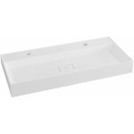 Sapho - godiva - double - lavabo 96x44 cm, sans trop - plein, 2 trous pour robinet, blanc gu096 - 2