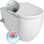 Sapho ? wc suspendu infinity rimless avec douchette de bidet ? c�ramique sanitaire blanche ? �vacuation ...