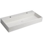 Sapho quadrado - lavabo double sur plan, 960x440 mm, avec 2 trous pour les mitigeurs, grs blanc ar475 ...