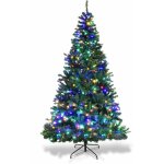 Sapin de nol 210 cm avec lumires led multicolore  11 modes et pied en mtal, arbre de nol artificiel ...
