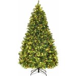 Costway sapin de no�l artificiel 210 cm / arbre de no�l lumineux lumi�re led blanc chaud, pommes de pin, ...
