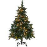 Sapin de nol artificiel 120 cm imitation idale avec lumires led intgres et fausse neige branches ...