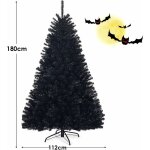 Goplus sapin de noel artificiel noir, 1036 / 1258 branches en pvc ignifuge, base en metal, arbre de noel ...