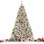 Costway sapin de no�l enneig� lumineux 225 cm, arbre de no�l artificiel avec 450 led et 1010 branches, ...