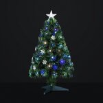 Sapin de no�l lumineux fibre optique 18 flocons 136 led h 120 cm - feeric christmas