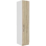 Colonne de cuisine 2 portes ? d�cor ch�ne sonoma ? dimensions l40 x p57 x h210 cm ? 5 �tag�res pour rangement ...